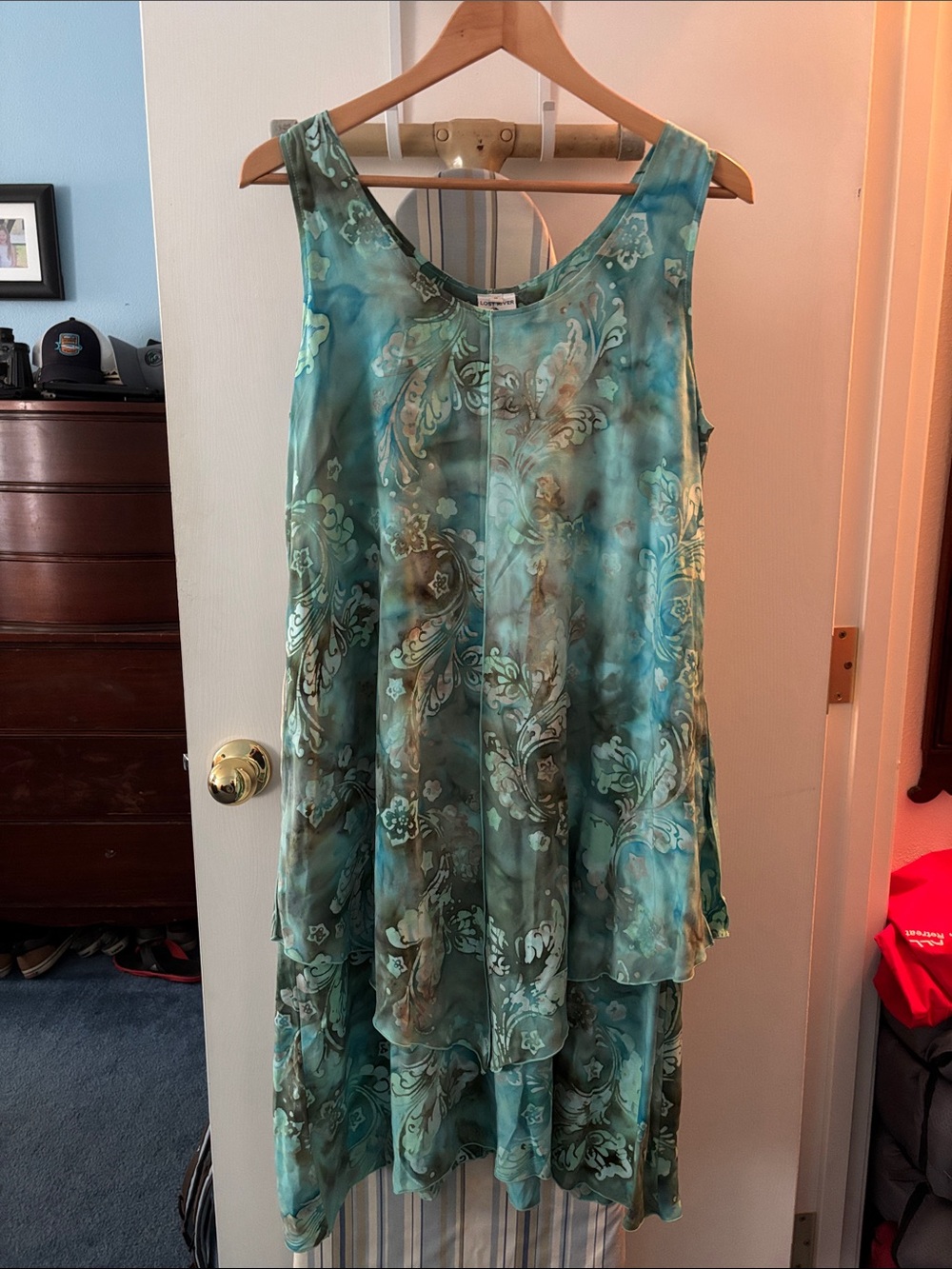 Flowy Teal Batik High-Low Dress